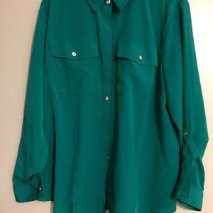 Charter Club Button Down Blouse with Roll-up Sleeves